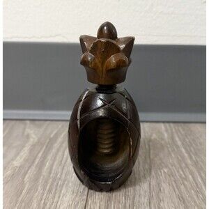 VINTAGE CARVED WOOD PINEAPPLE HAND HELD NUT CRACKER